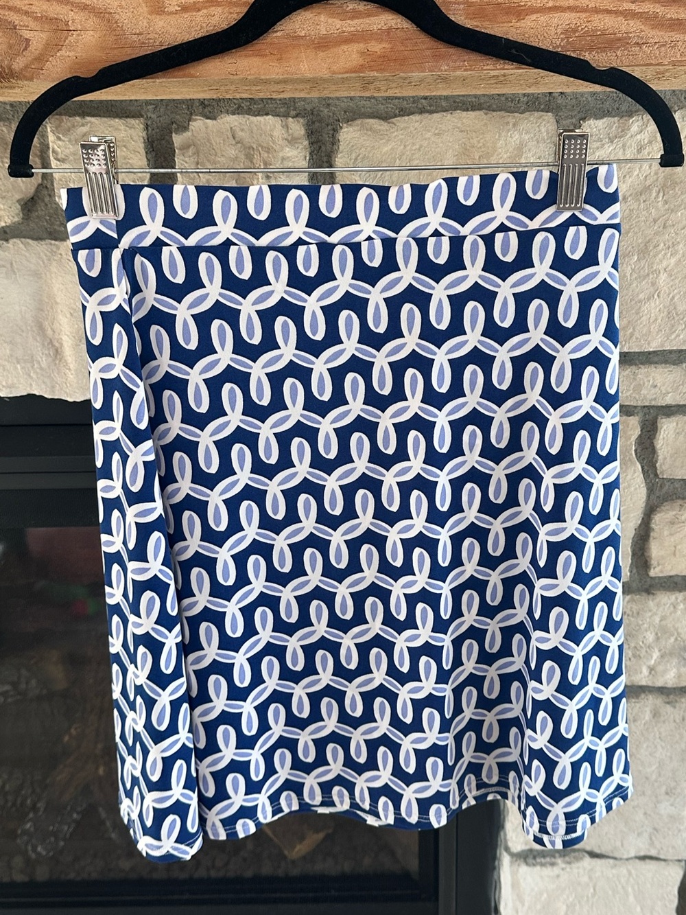 Leota Women's Blue Curlicue A-Line Mini Stretchy Skirt Size Small